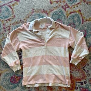 Striped Pink and Cream Rugby Shirt